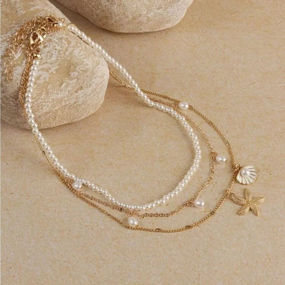 Elegant Pearl Layered Necklace Set M593